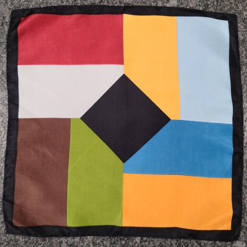 *SOLD*Dumont 100% Silk Made In Italy Handkerchief Pocket Square Scarf Multicolor